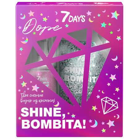 Подарочный набор 7DAYS shine bombita dope гель-глиттер для волос и парфюмированный мист