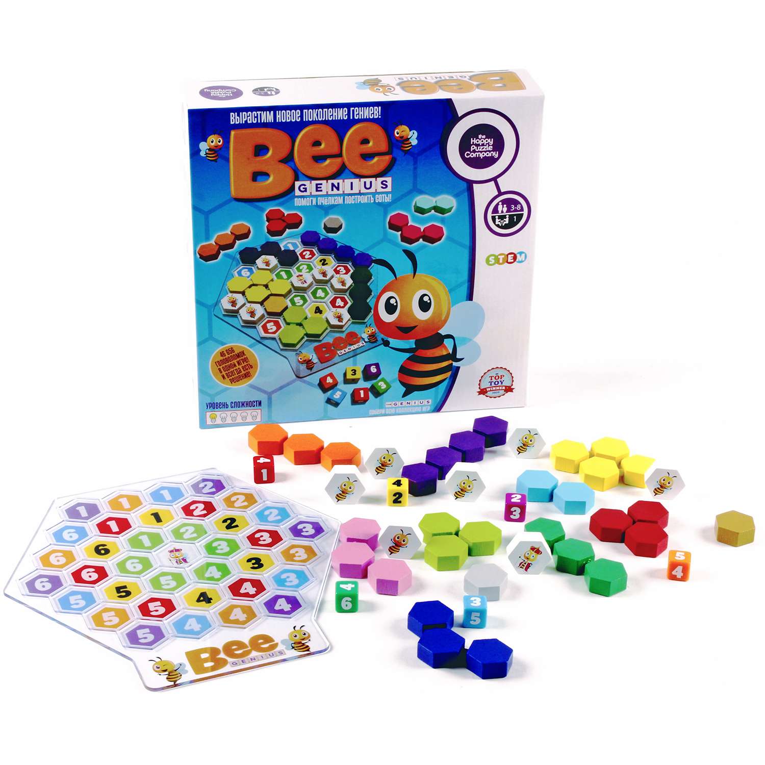 Игра настольная Happy Puzzle логическая головоломка для малышей Гениальная Пчела - фото 6