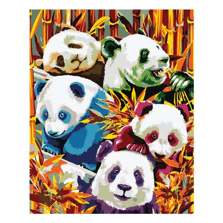 Картина по номерам Fbrush Цветные панды 40х50