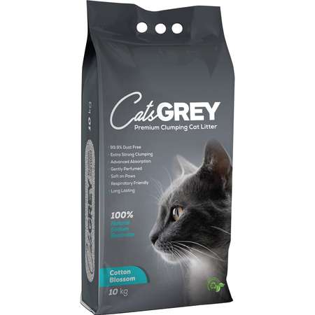 Наполнитель для кошек Cats Grey комкующийся с ароматом хлопкового цветка 10кг