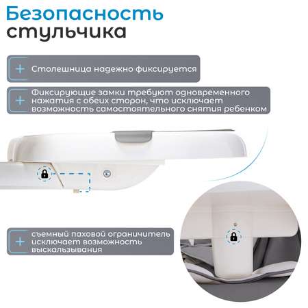 Стульчик для кормления 3 в 1 Nuovita Unico Lux Bianco серый