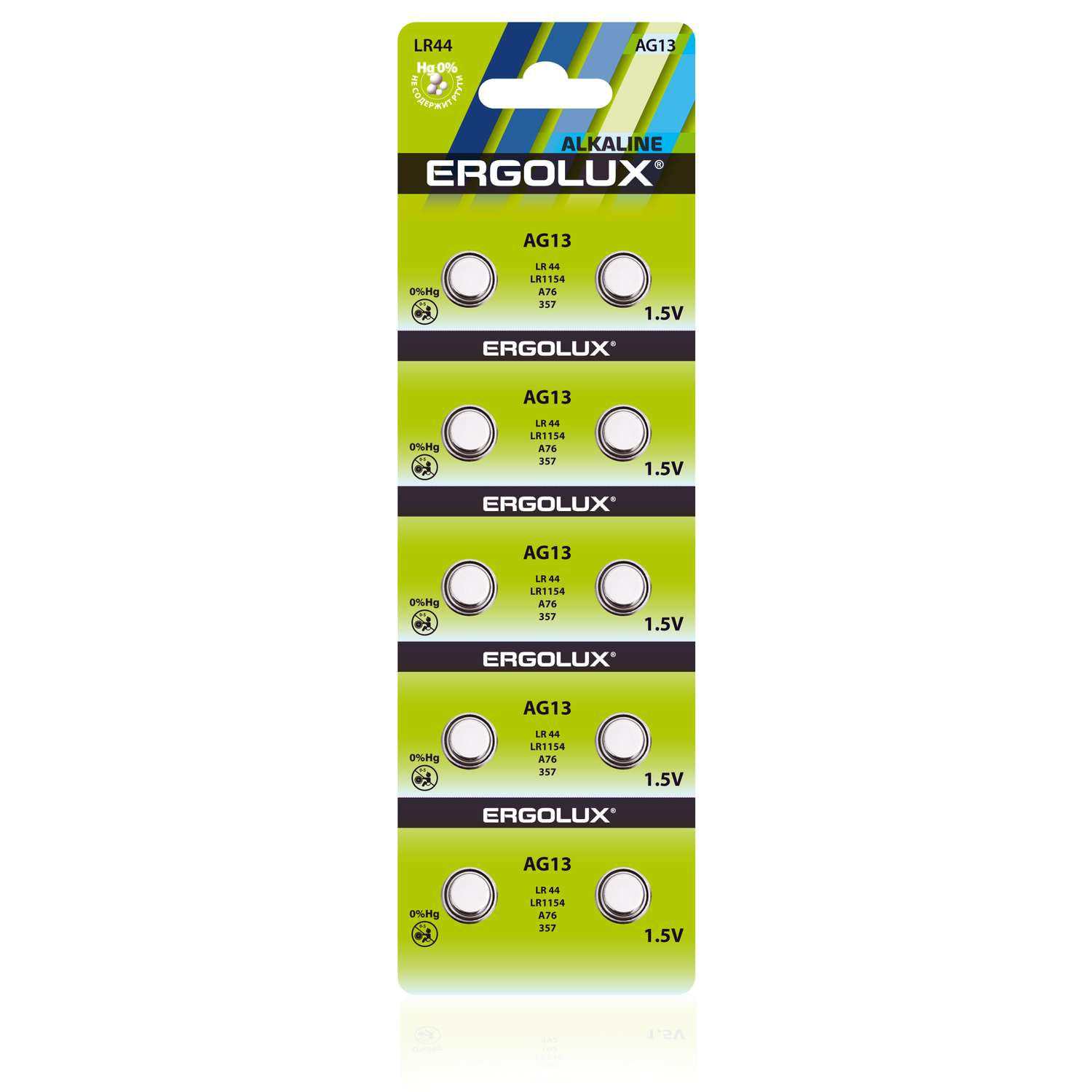 Батарейка для часов Ergolux AG13 BL-10 (AG13-BP10/LR44/LR1154) - фото 1