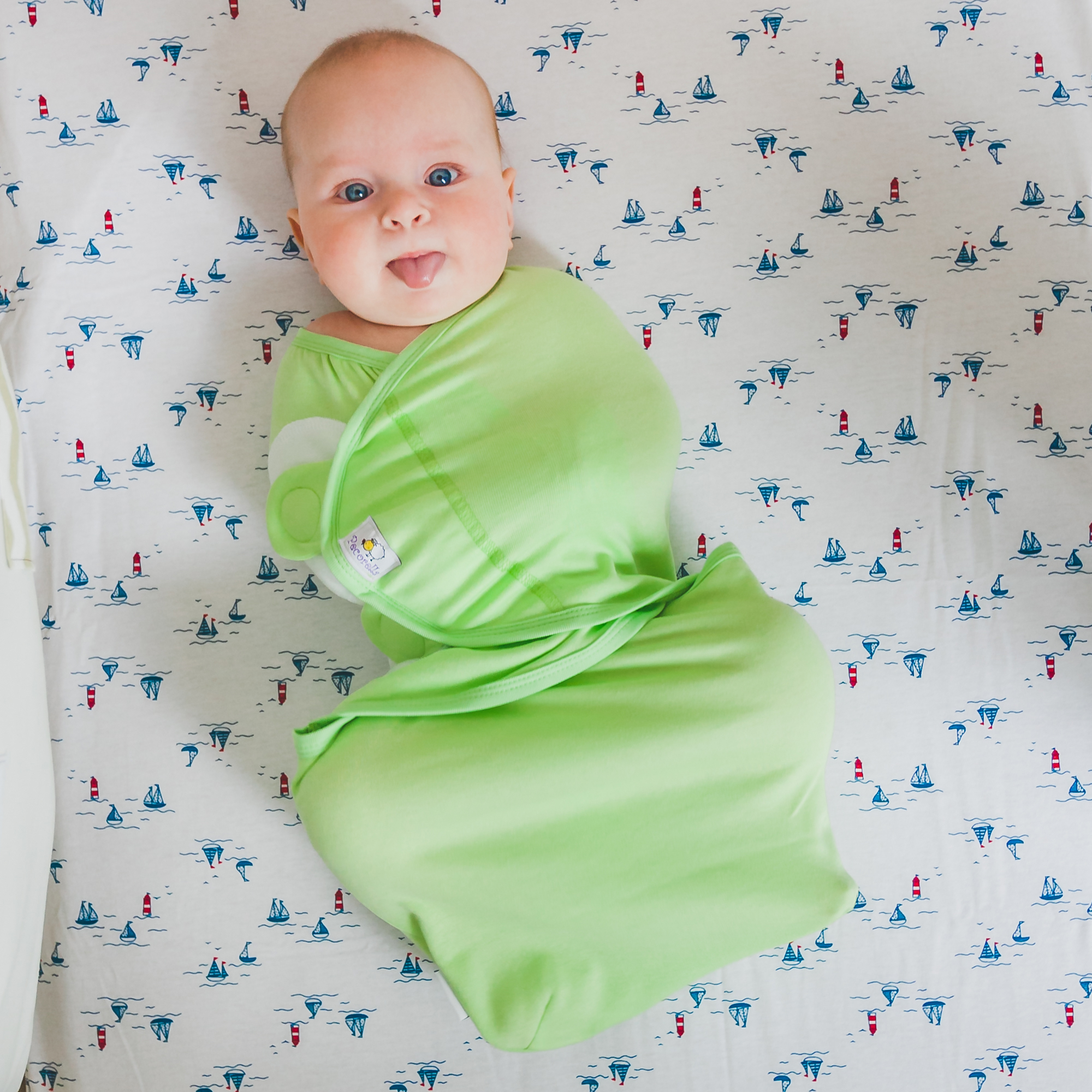 Пеленка Pecorella SwaddleFun на липучках M 2.5-6.5кг Light Green - фото 7