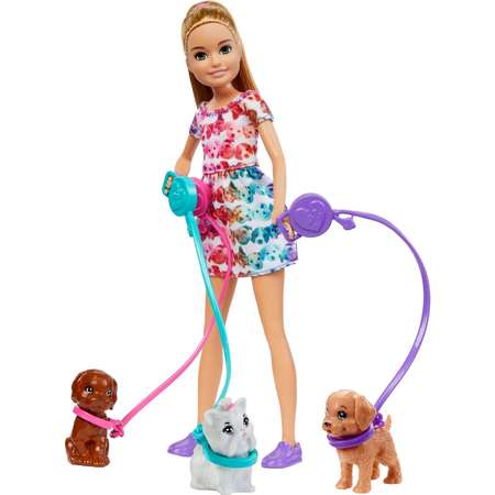 Набор игровой Barbie Семья Стейси с щенками на площадке GFF48