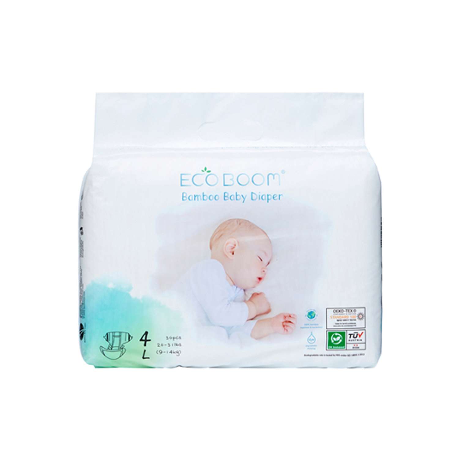 Бамбуковые подгузники детские ECO BOOM размер 4/L для детей весом 9-14 кг 30 шт - фото 1