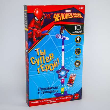 Игрушка MARVEL Музыкальный микрофон Человек-паук на стойке