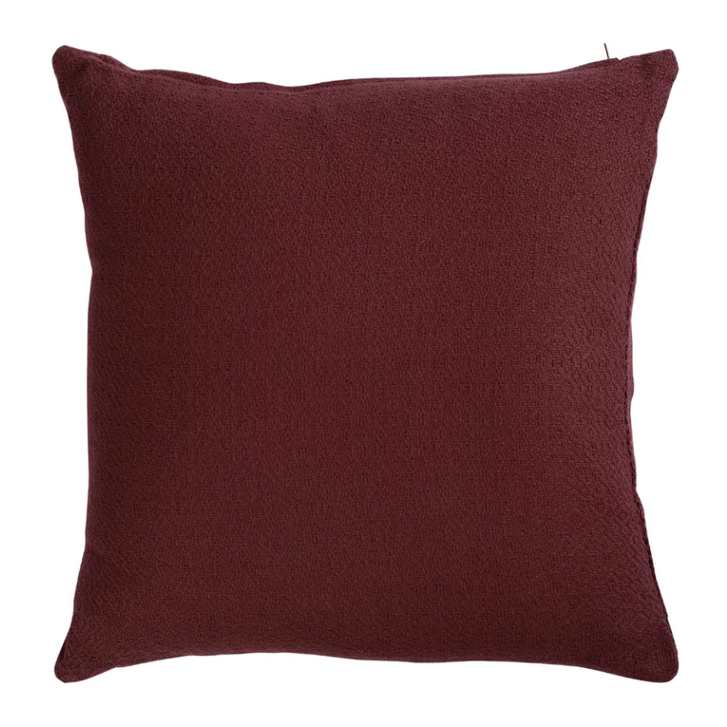 Подушка Tkano декоративная из хлопка фактурного плетения бордового цвета 45х45 см - фото 1