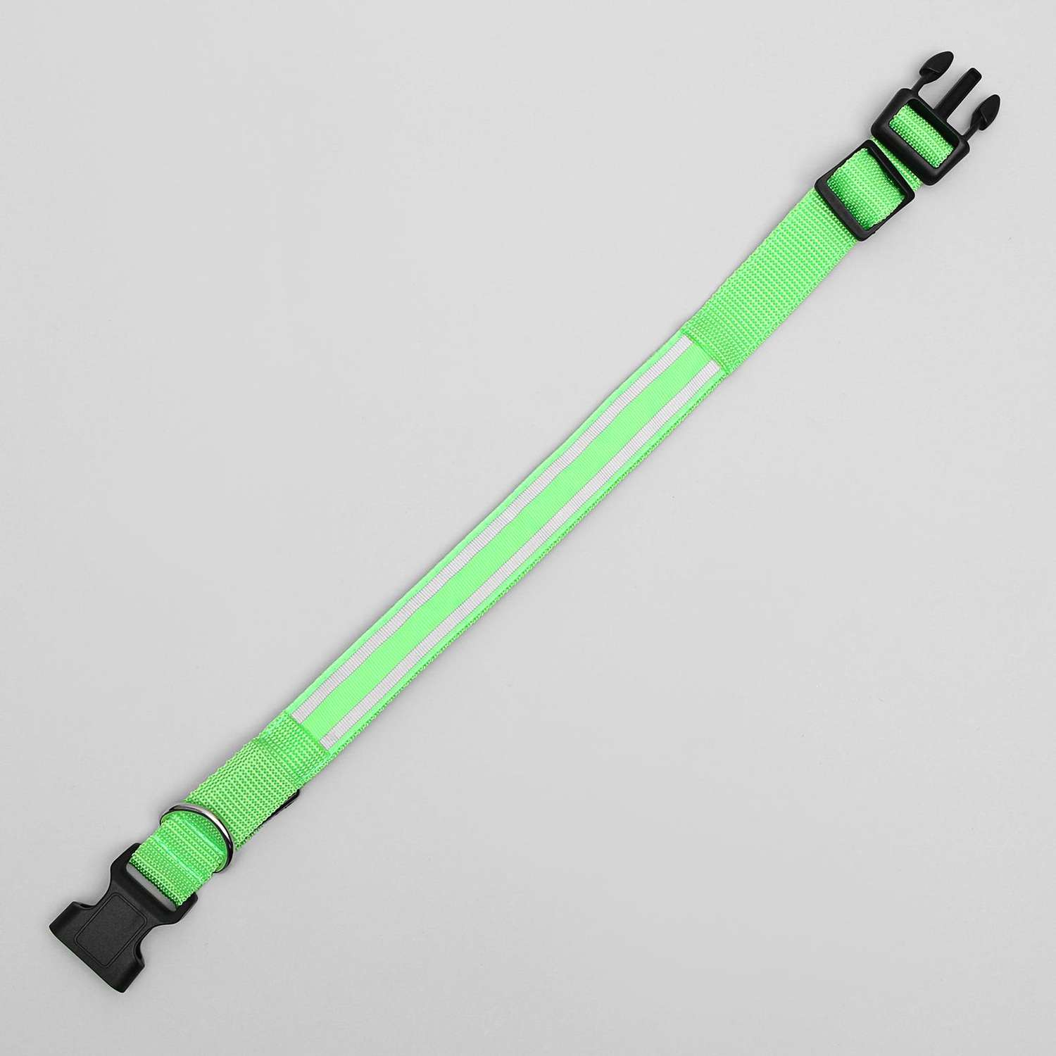 Ошейник Пижон с подсветкой и 2 светоотражающими полосами 40-45 см 3 режима свечения зелёный - фото 3