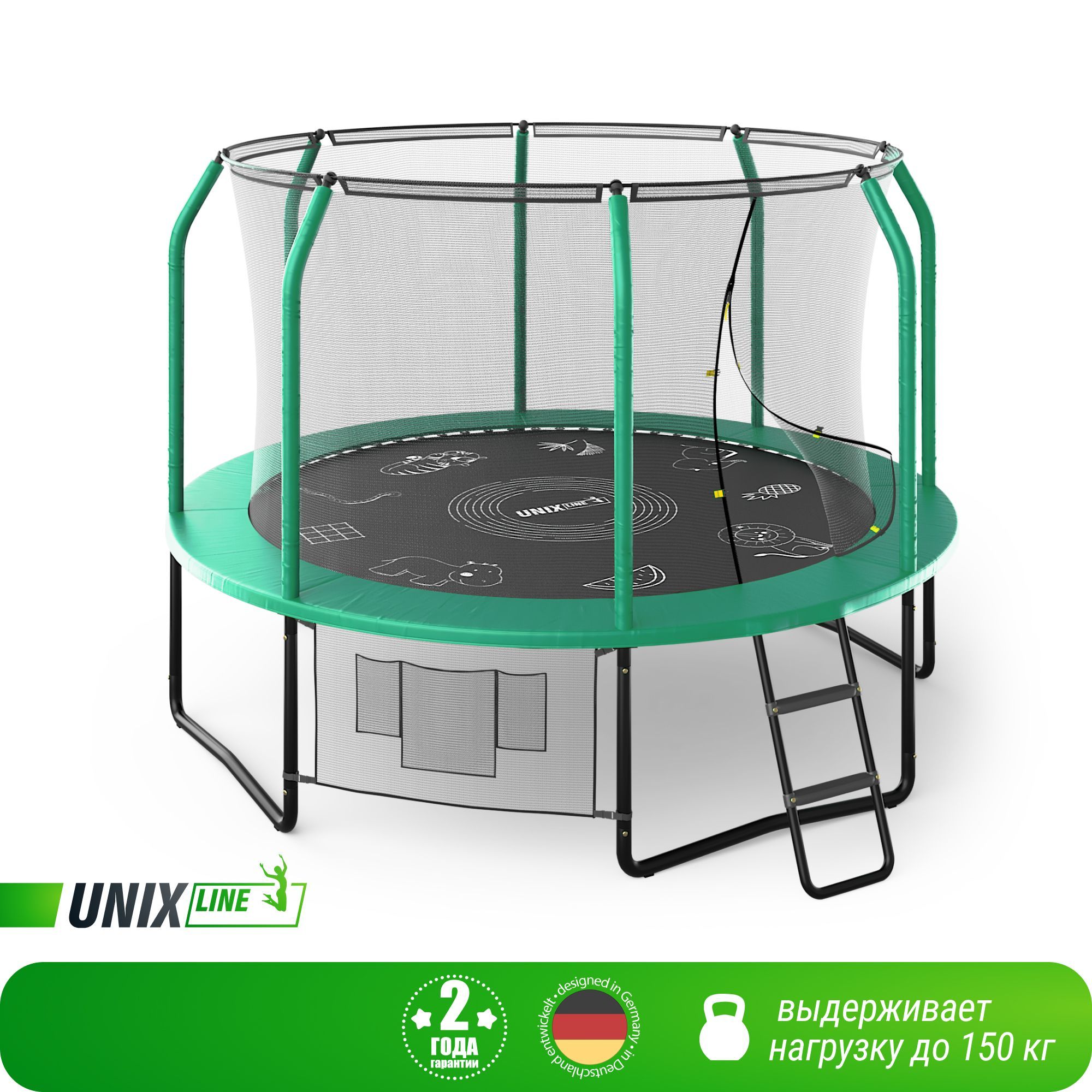 Батут каркасный Supreme 10 ft UNIX line game Green общий диаметр 305 см до  150 кг купить по цене 35165 ₽ в интернет-магазине Детский мир