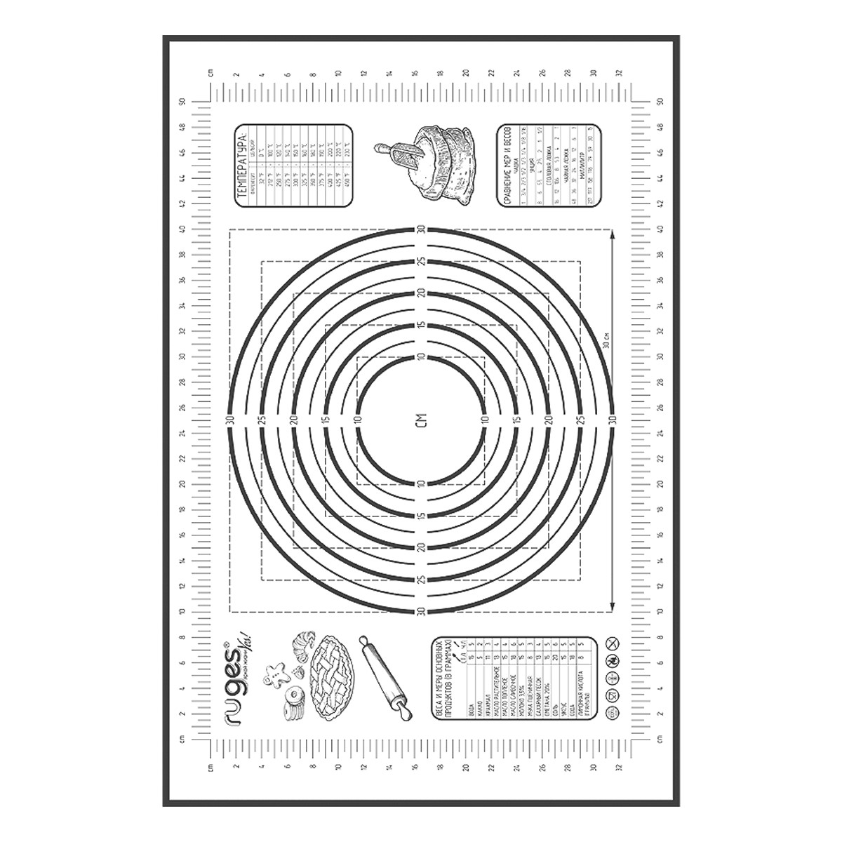 Набор ковриков RUGES для раскатки и выпечки теста черный - фото 4