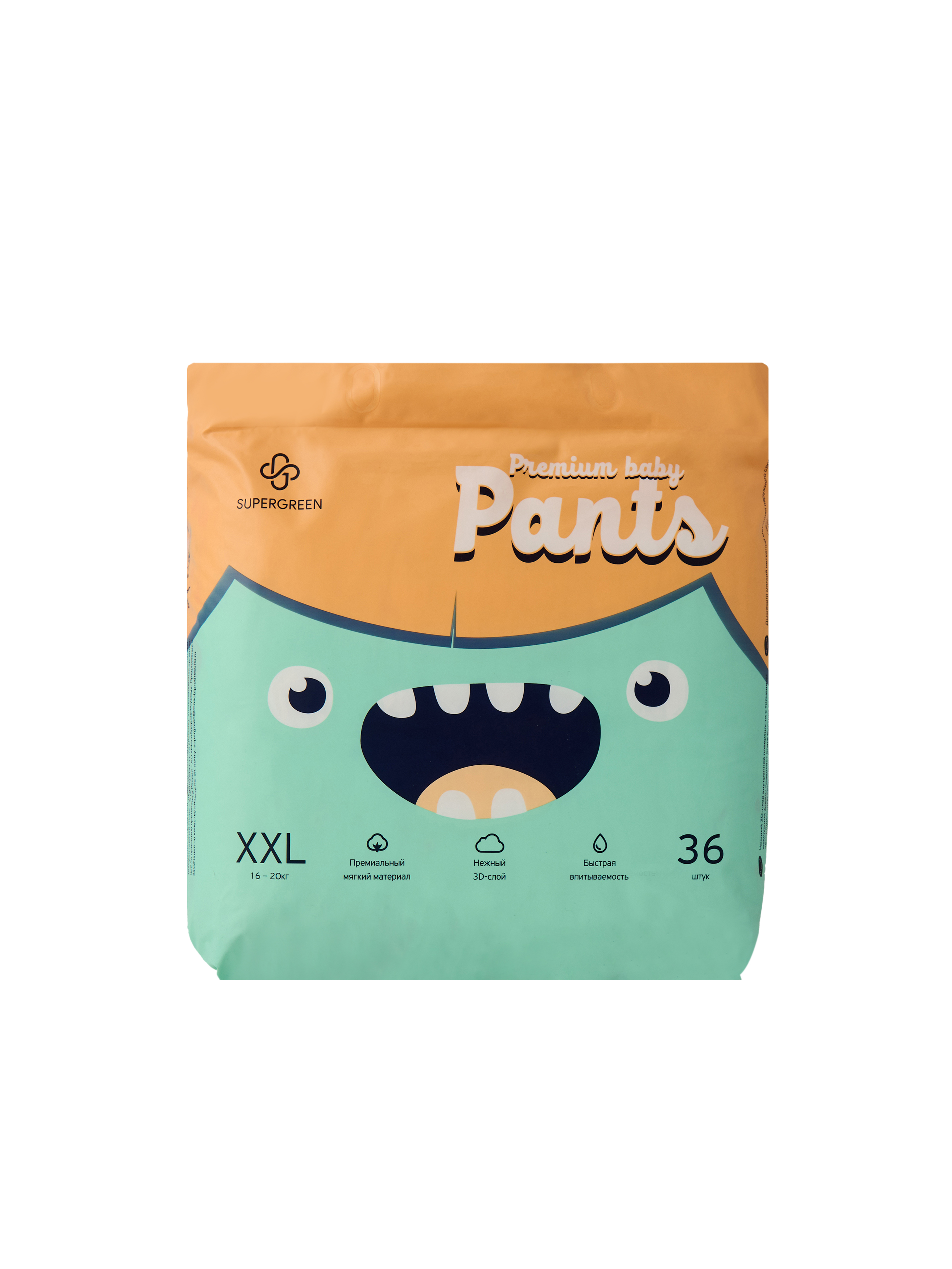 Трусики-подгузники SUPERGREEN Premium baby Pants ХХL размер 4 упаковки по 36 шт 16 -20 кг ультрамягкие - фото 6