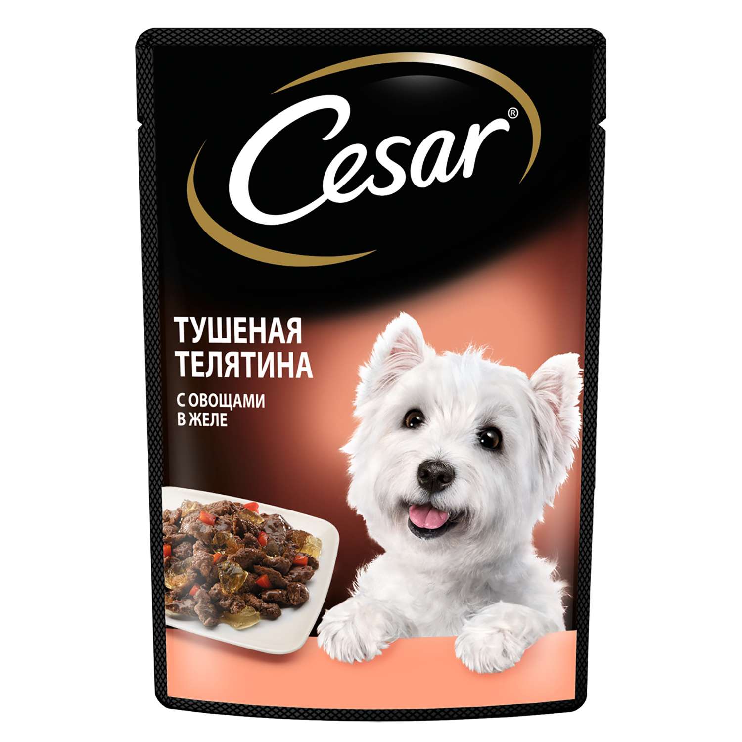 Корм для собак Cesar 85г тушеная телятина и овощи в желе консервированный - фото 1