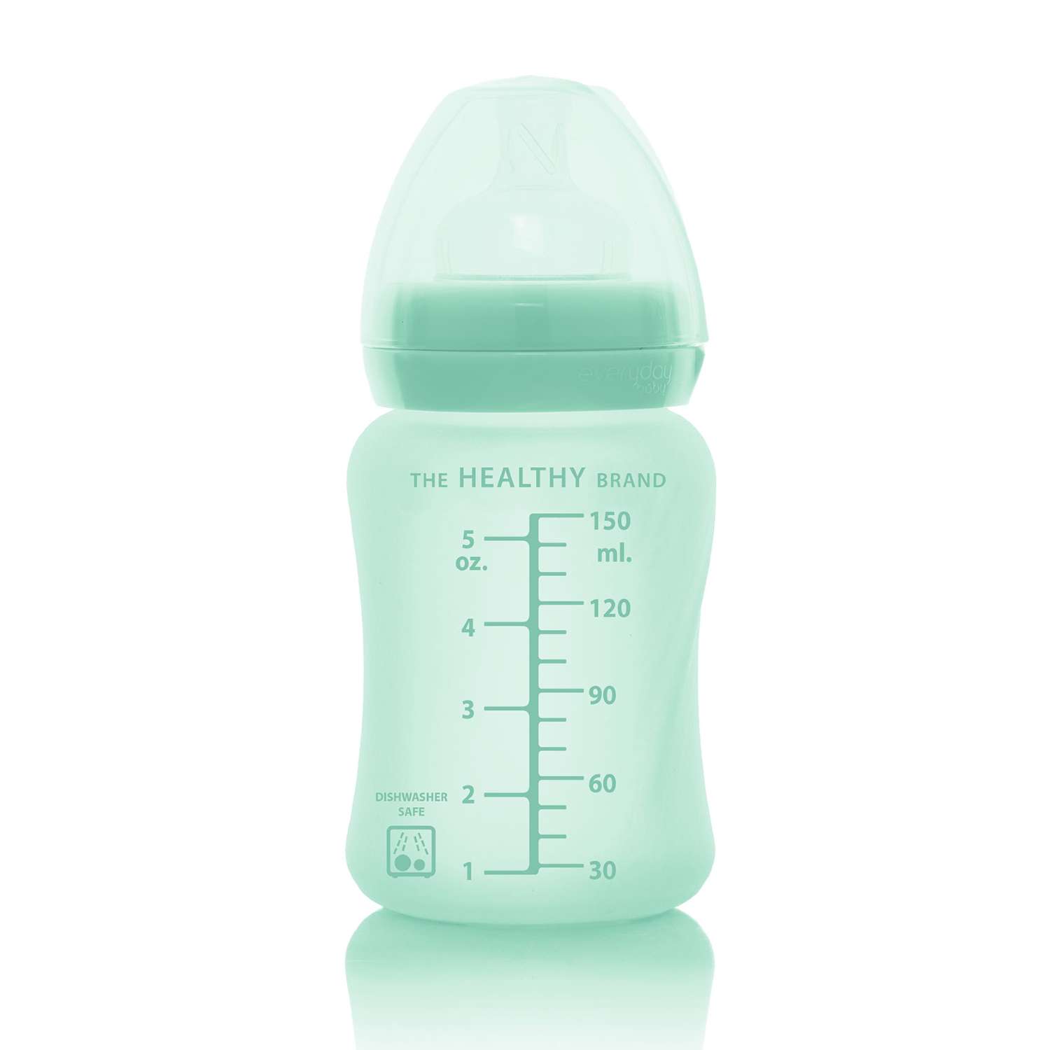 Бутылочка Everyday Baby Healthy стеклянная с защитным силиконовым покрытием 150 мл мятный - фото 2