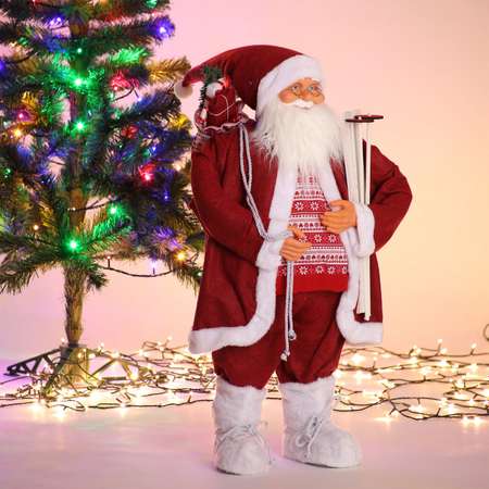 Фигура декоративная BABY STYLE Дед Мороз красный с лыжами 80 см