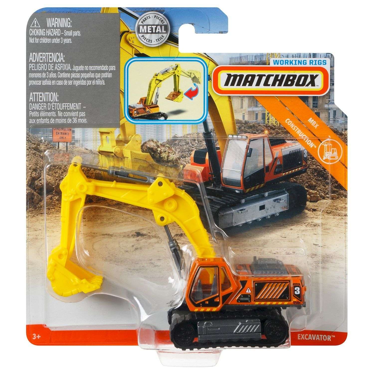 Машинка Matchbox Спецтехника Экскаватор Оранжевый FWD50 N3242 - фото 2