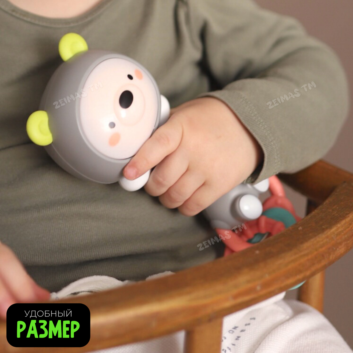 Погремушка музыкальная Zeimas Панда со светом и музыкой развивающая игрушка звуки животных - фото 2