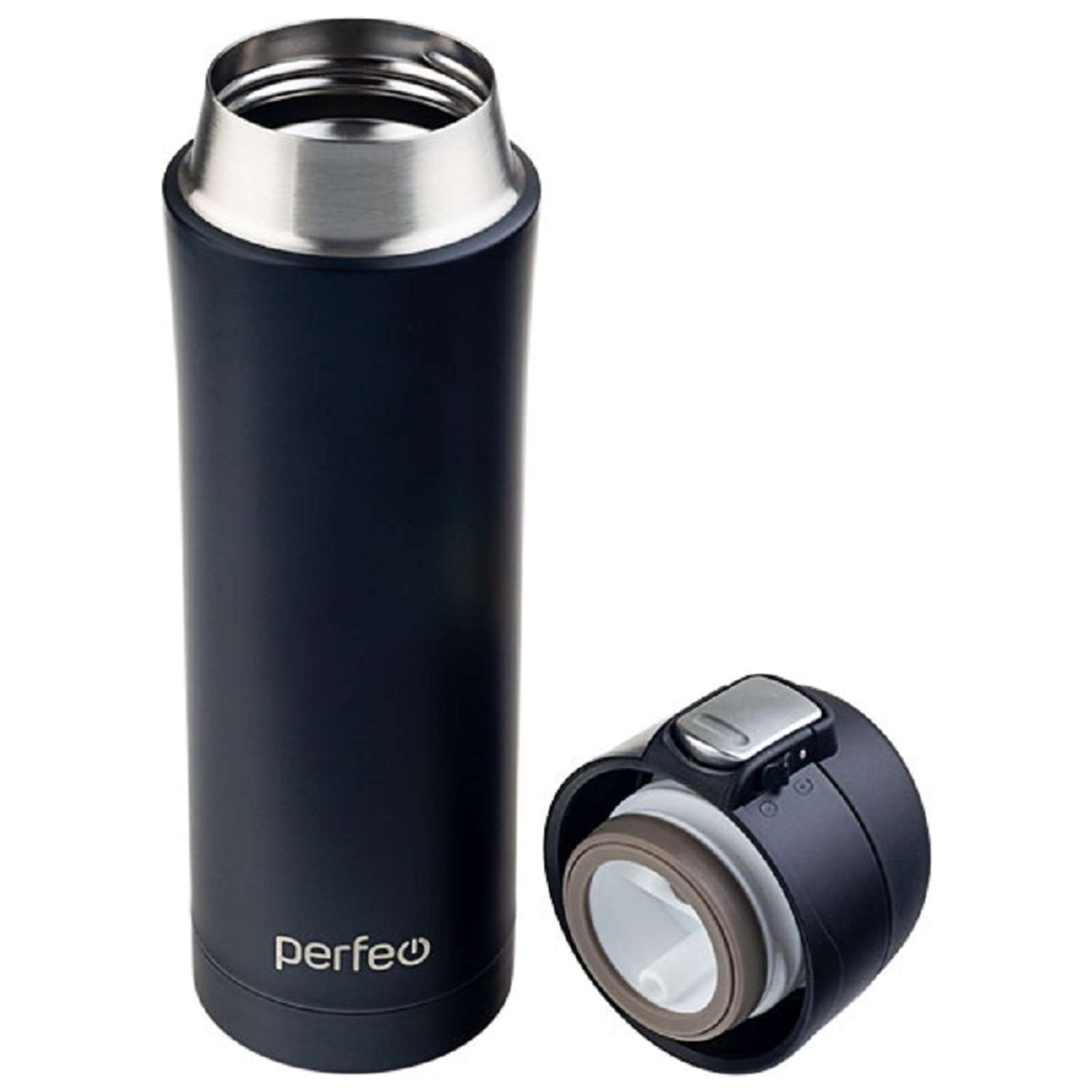 Термос Perfeo для напитков с крышкой-поилкой. объем 0.45 л. черный PF_C3722 - фото 1