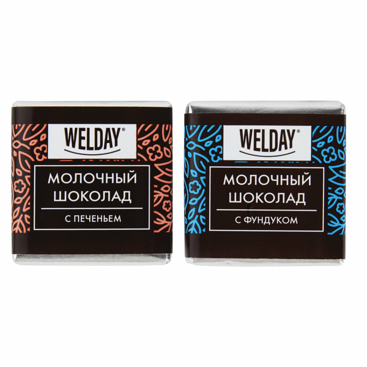 Шоколад порционный WELDAY молочный с фундуком и печеньем 80 плиток - фото 7