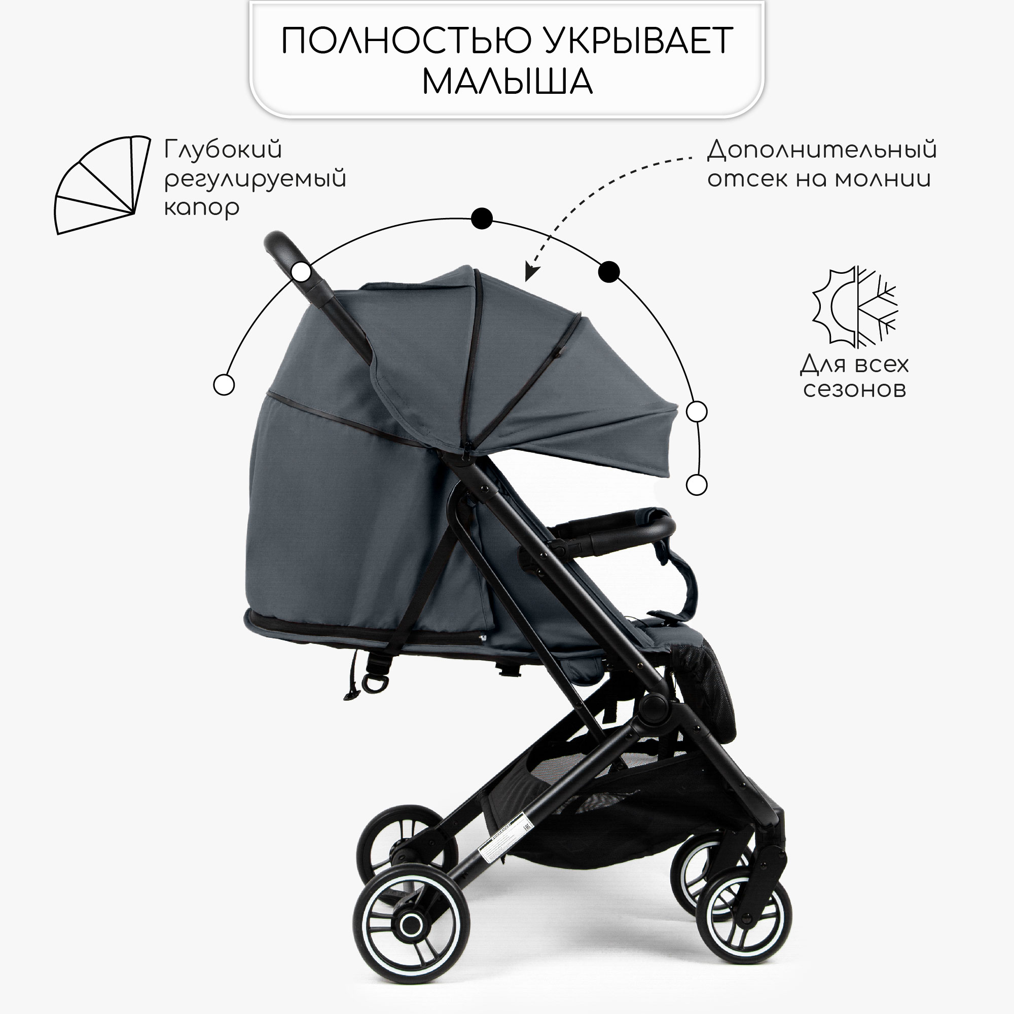 Прогулочная коляска Amarobaby Route графит - фото 3