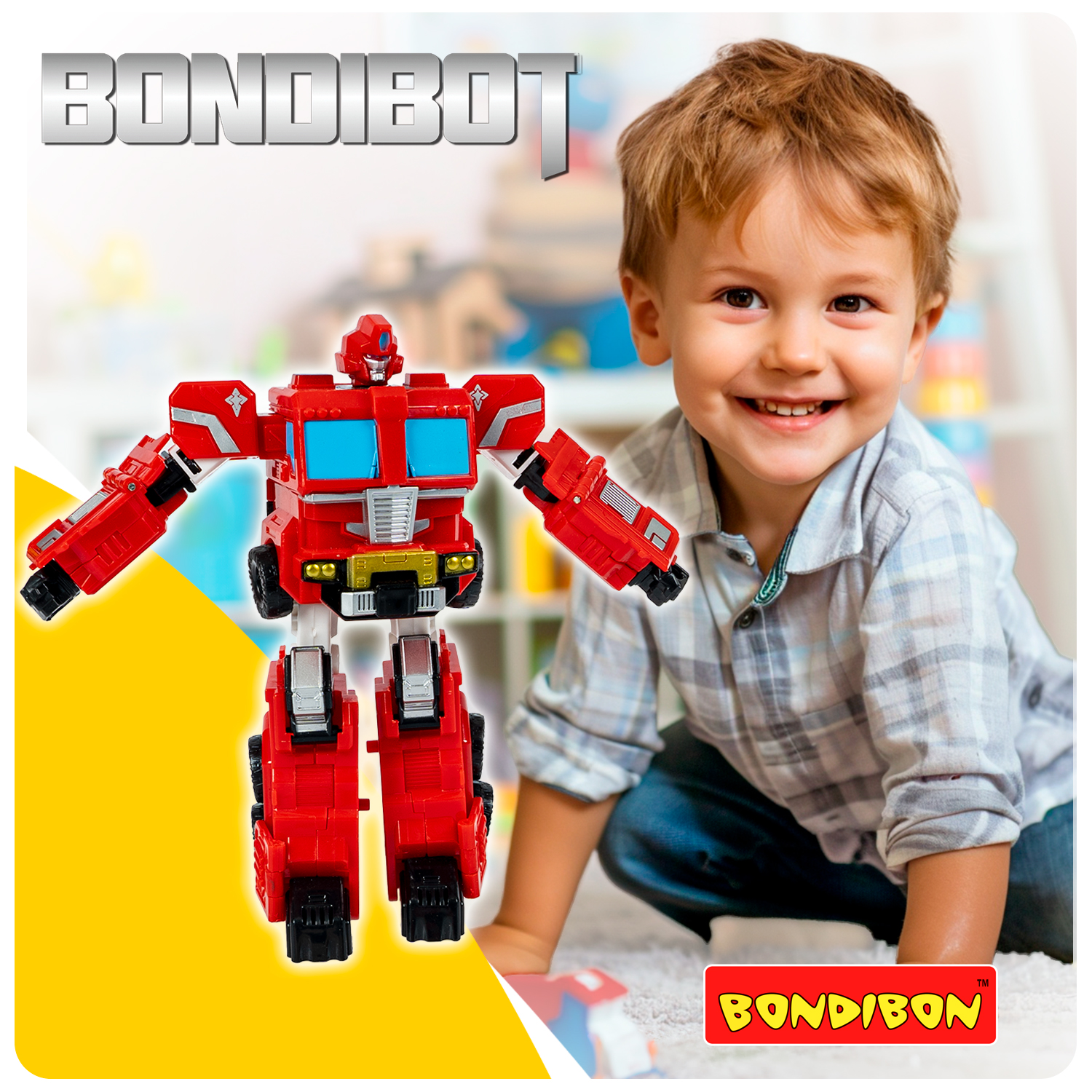 Трансформер Bondibon BONDIBOT 2 в 1 Робот - пожарная машина, красный - фото 11