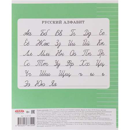 Тетрадь школьная Prof-Press Великолепно! Пятерка! линия 12 листов зеленая в спайке 20 штук