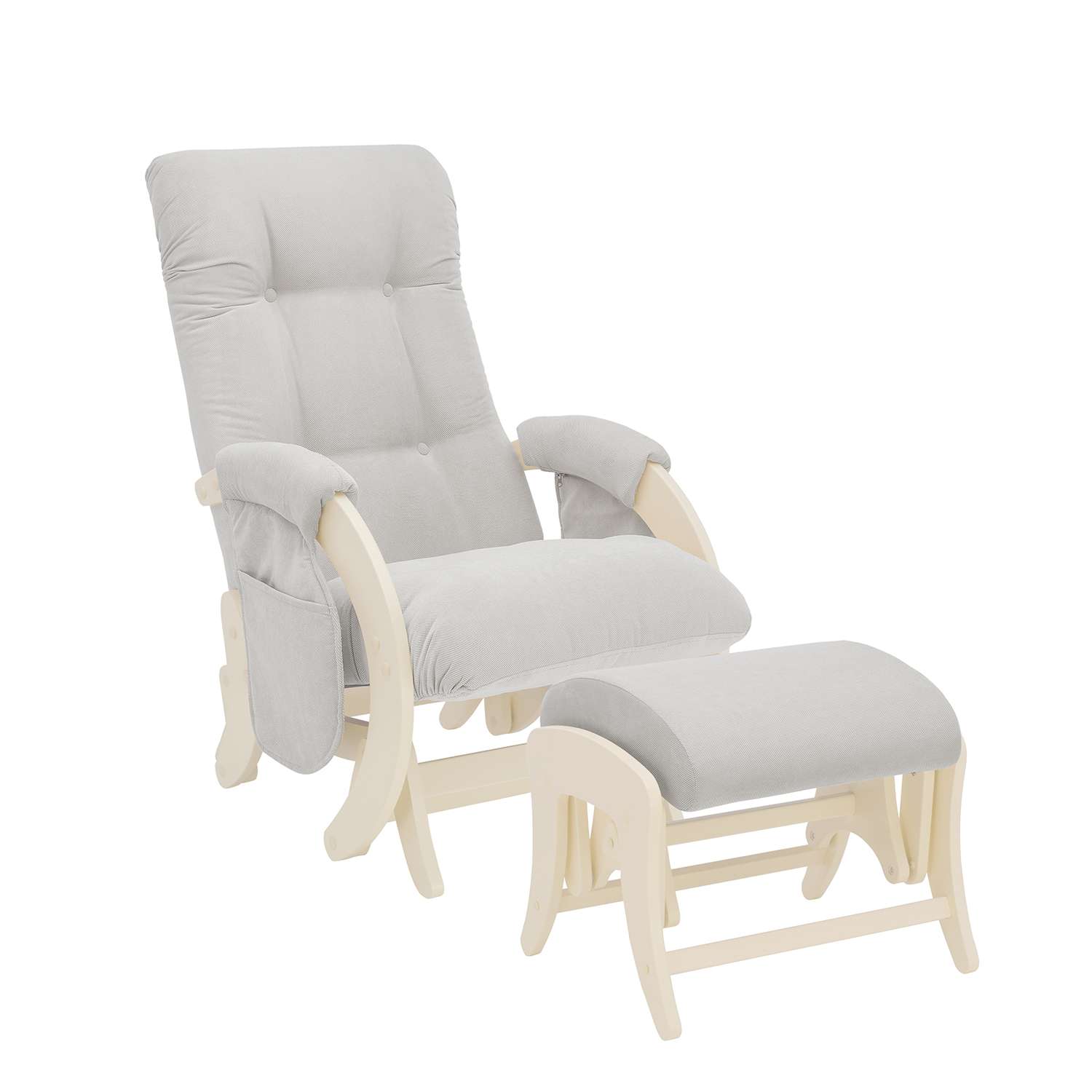 Кресло для кормления Milli с пуфом Smile с карманами Дуб шампань / ткань Verona Light Grey - фото 1