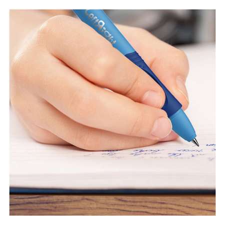 Ручка шариковая масляная STABILO LeftRight для правшей для обучения письму F синяя / корпус зелёный 2шт в блистере