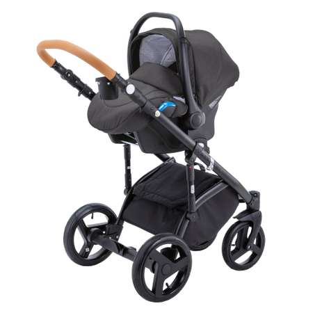 Коляска 3в1 BeBe-mobile Ravenna Standart V3 Черный+Черная кожа+Карамельная кожаная отделка