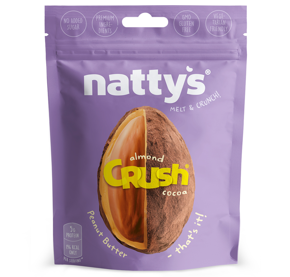 Драже ореховое Nattys CRUSH Almond c миндалем в арахисовой пасте и какао 80 гр - фото 1