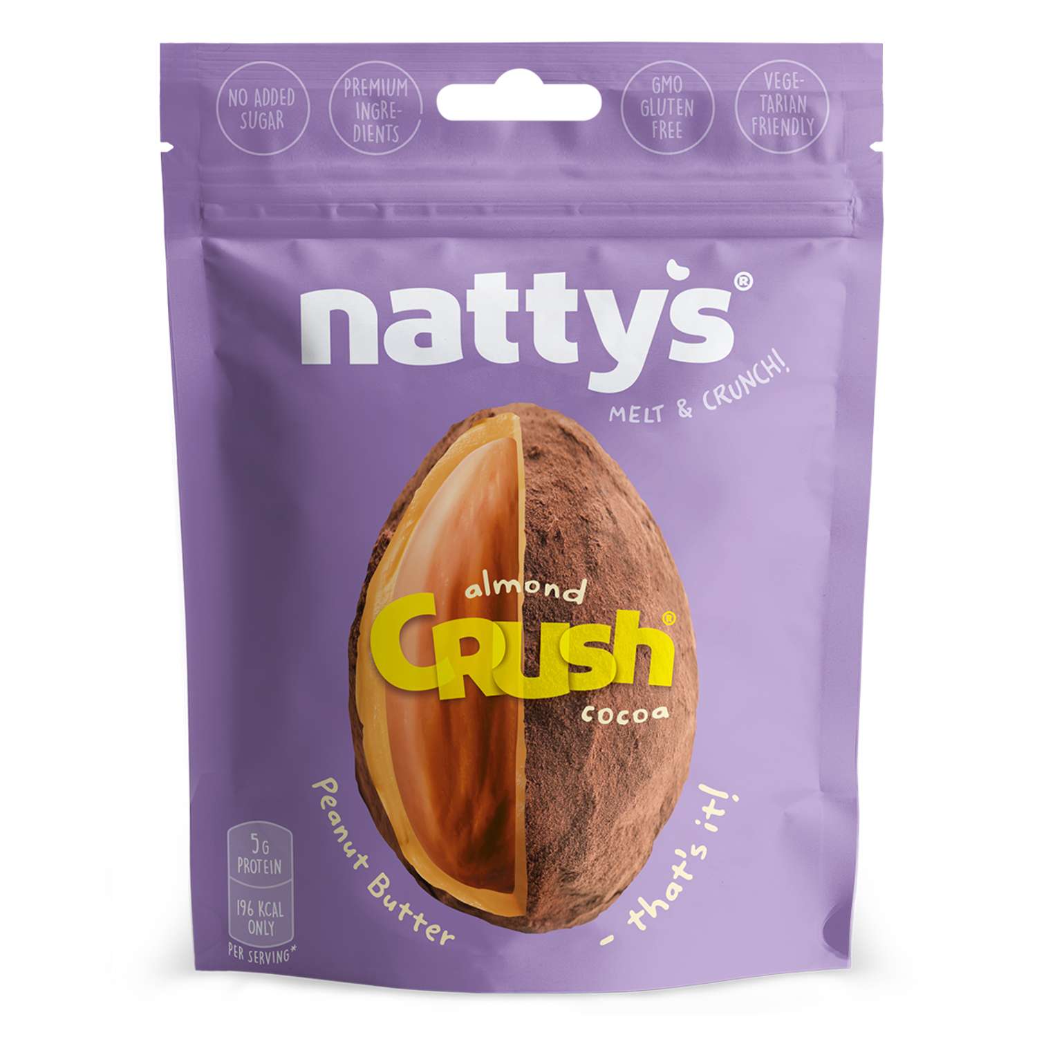 Драже ореховое Nattys CRUSH Almond c миндалем в арахисовой пасте и какао 80 гр - фото 1