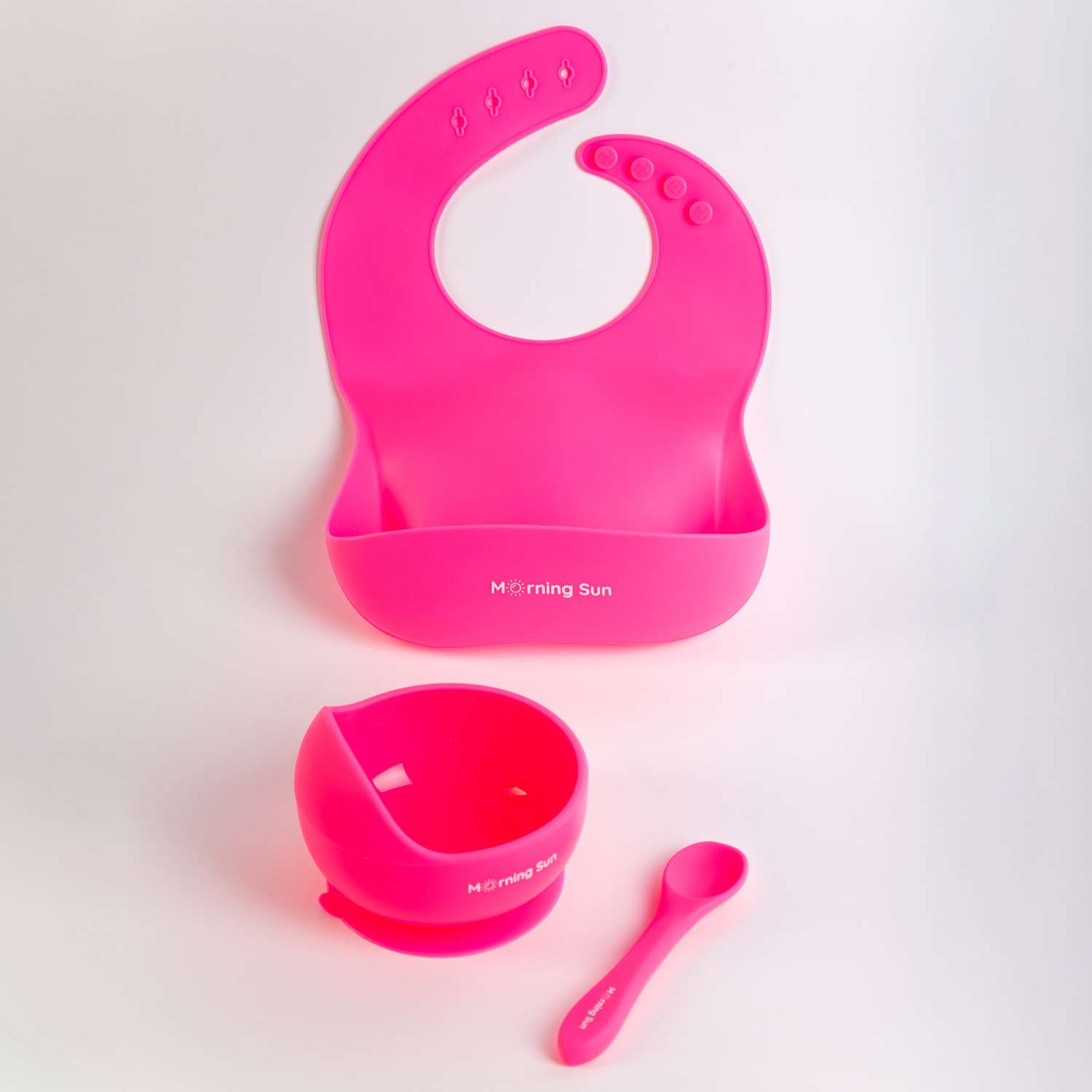 Набор детской посуды Morning Sun Силиконовый маликово-розовый - фото 1