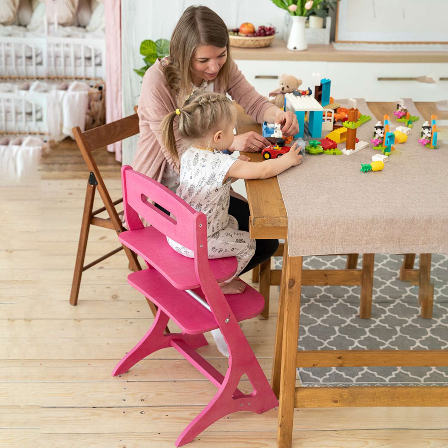 Растущий регулируемый стул INDSPACE детский Мультик Розовый дерево - фото 13