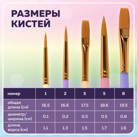 Кисти для рисования Brauberg набор 5 штук