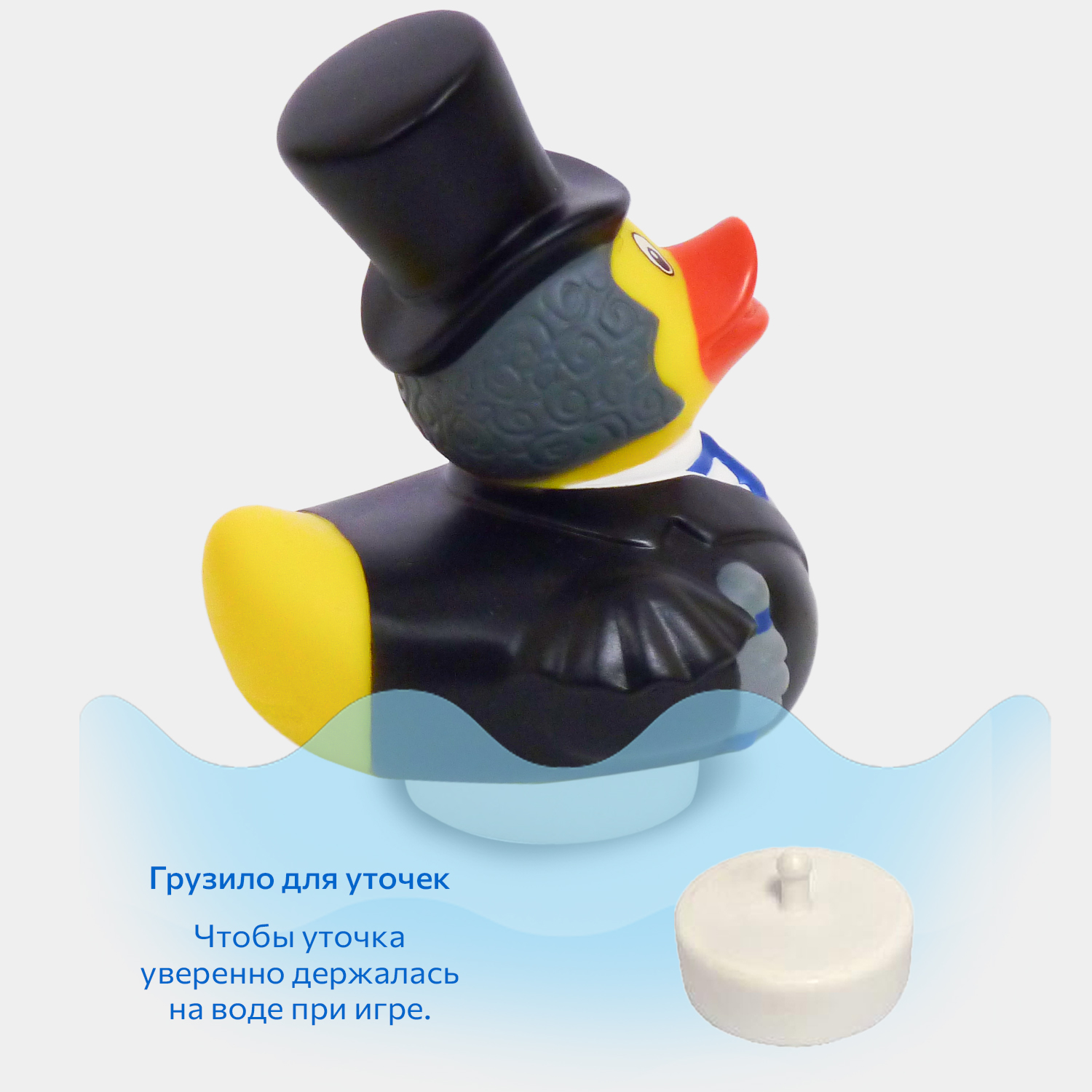 Игрушка для ванны сувенир Funny ducks Пушкин уточка 1332 - фото 6