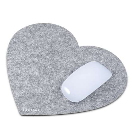 Настольный коврик Flexpocket для мыши в форме сердца 250х250мм светло-серый
