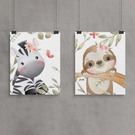 Интерьерный постер Moda interio Funny animals Милые животные 40х50 см 2 шт
