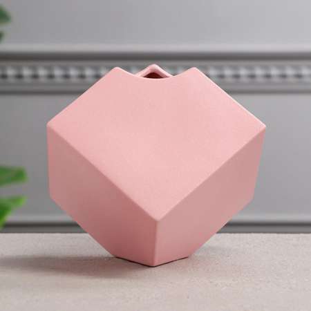 Ваза настольная Sima-Land «Куб» розовая керамика