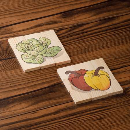 Развивающая игра Тутси Собери картинку Овощи 1 плашки дерево 18 элементов печать