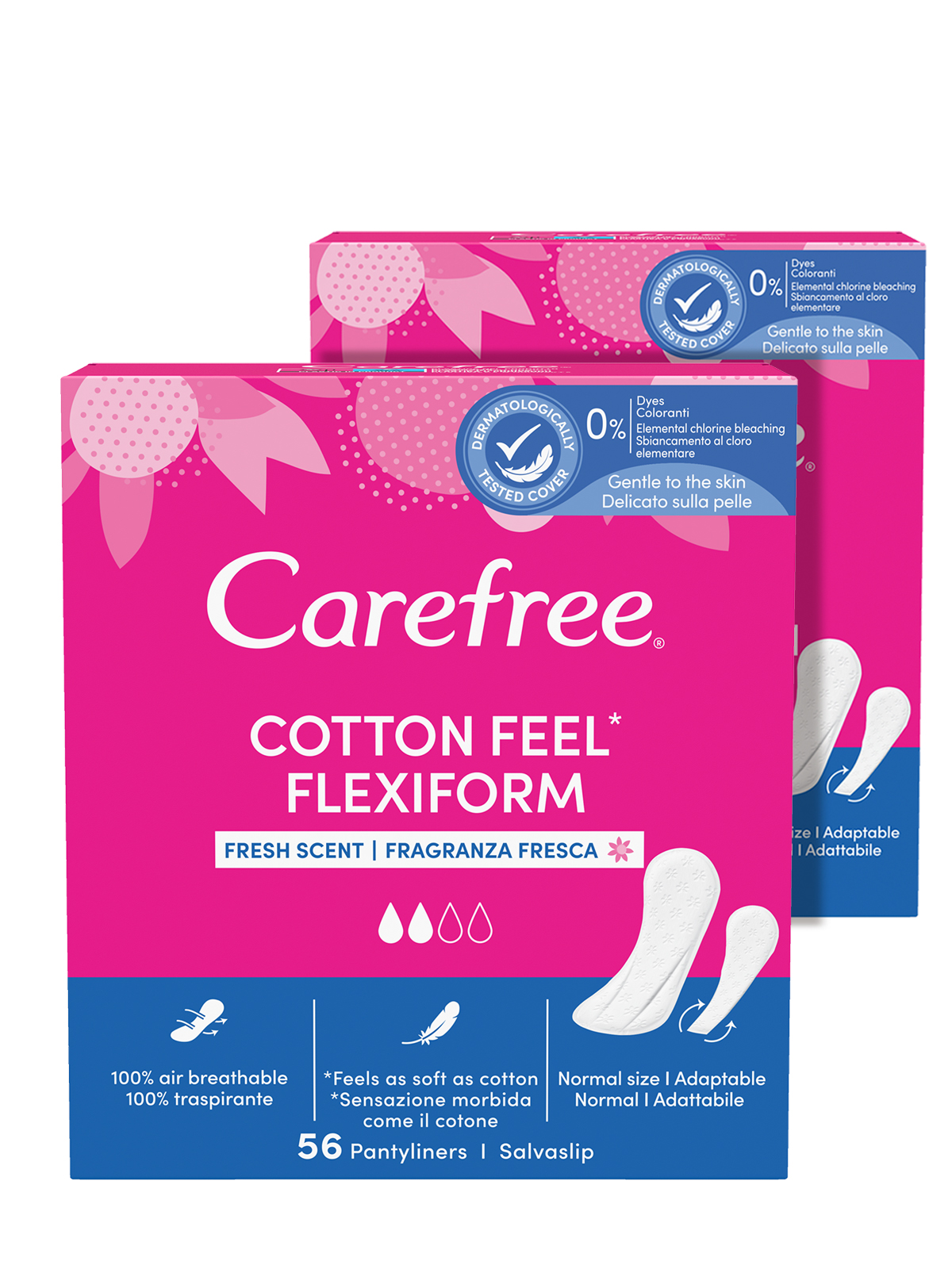 Прокладки гигиенические Carefree Cotton Feel FlexiForm с насыщенным ароматом свежести 56 шт х 2 упаковки - фото 2