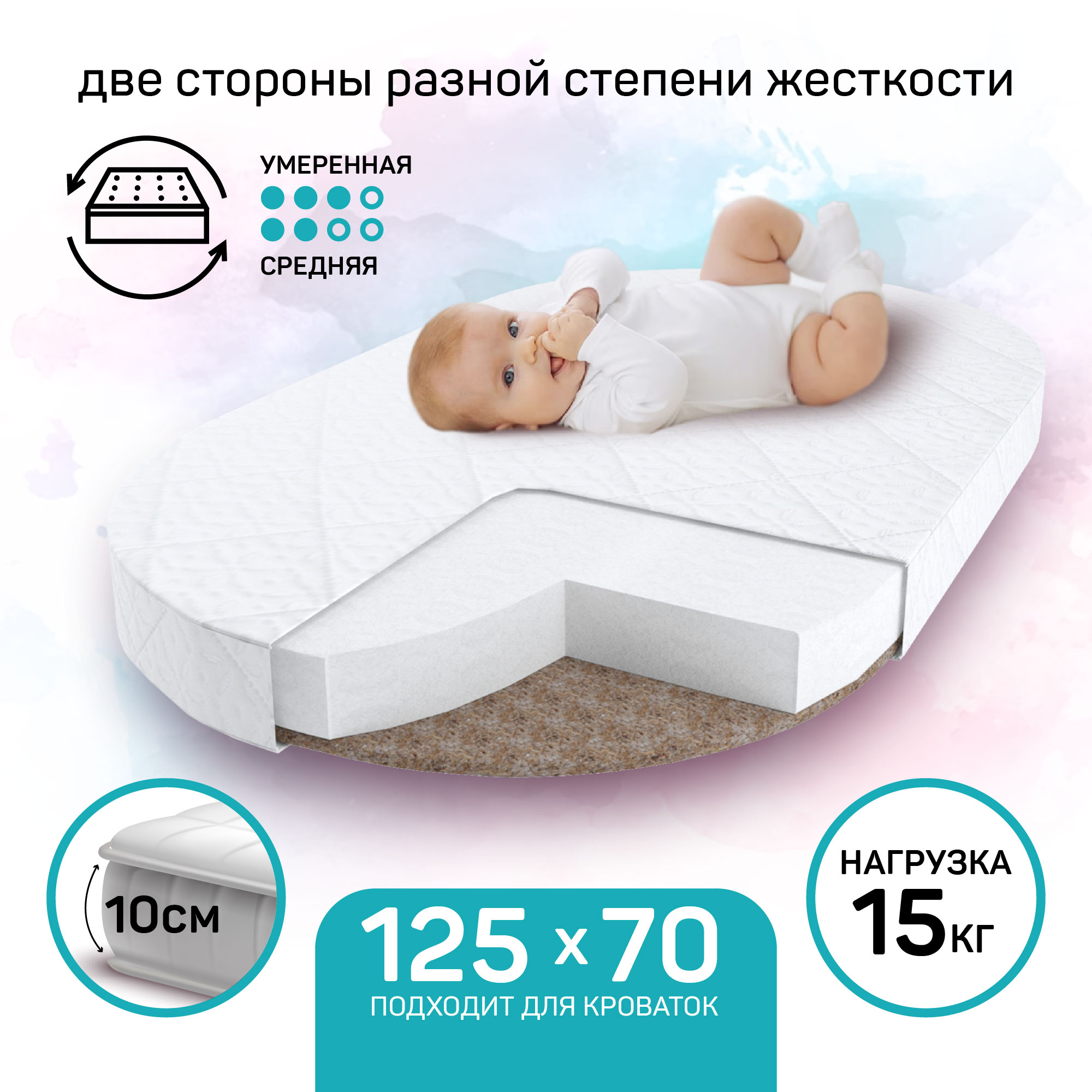 Матрас Amarobaby Baby Care овальный 125*75*10cм - фото 2