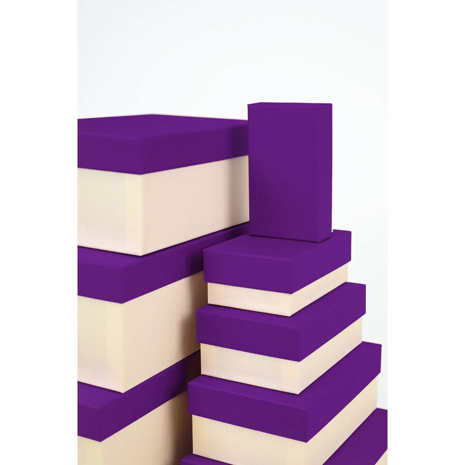 Набор подарочных коробок Cartonnage 10 в 1 Радуга фиолетовый бежевый - фото 3