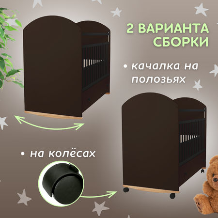 Детская кроватка Азбука Кроваток прямоугольная, без маятника (венге)