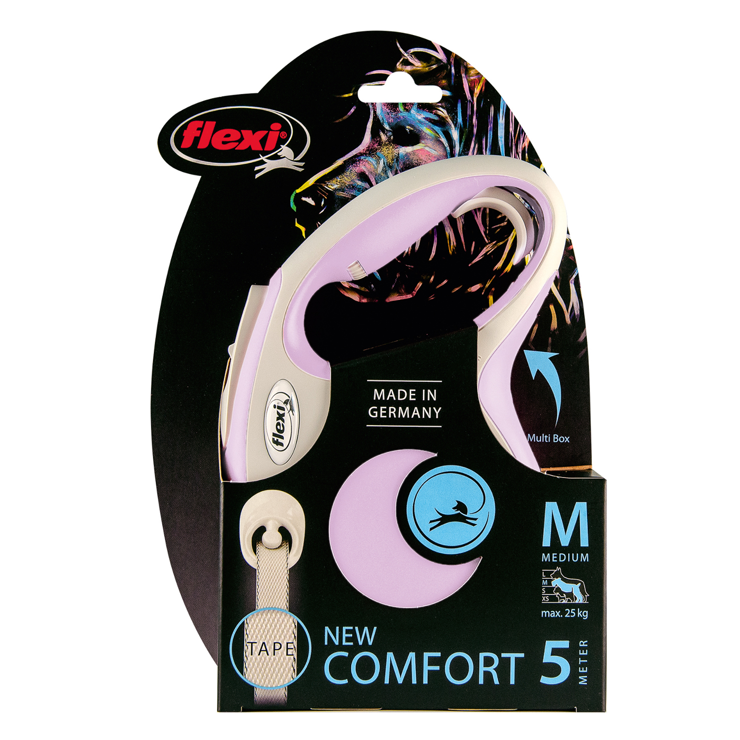 Рулетка для собак Flexi New Line Comfort M лента 5м до 25кг Серый-Розовый - фото 2