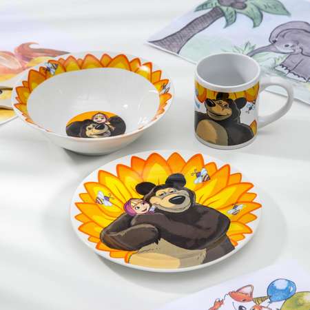 Набор детской посуды Маша и медведь Подсолнух салат тарелка кружка