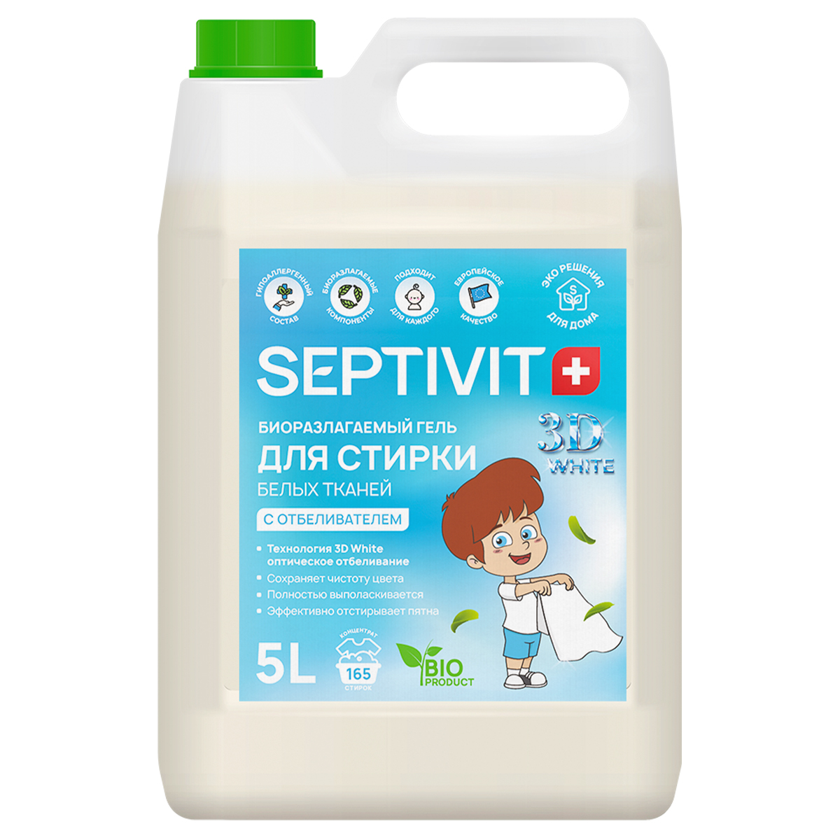 Гель для стирки SEPTIVIT Premium для Белых тканей 5л - фото 1