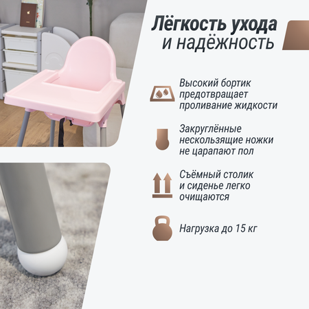 Стул для кормления UNIX Kids Fixed Rose