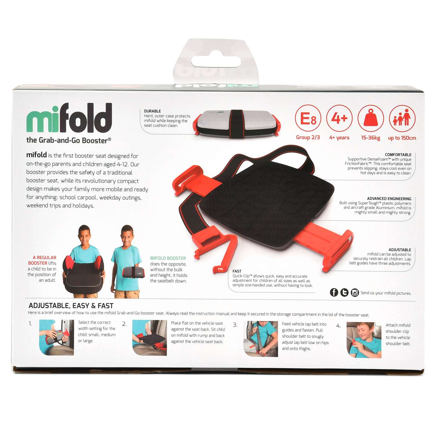 Бустер Mifold автомобильный the Grab-and-Go Booster seat/Slate Grey темно-серый - фото 3