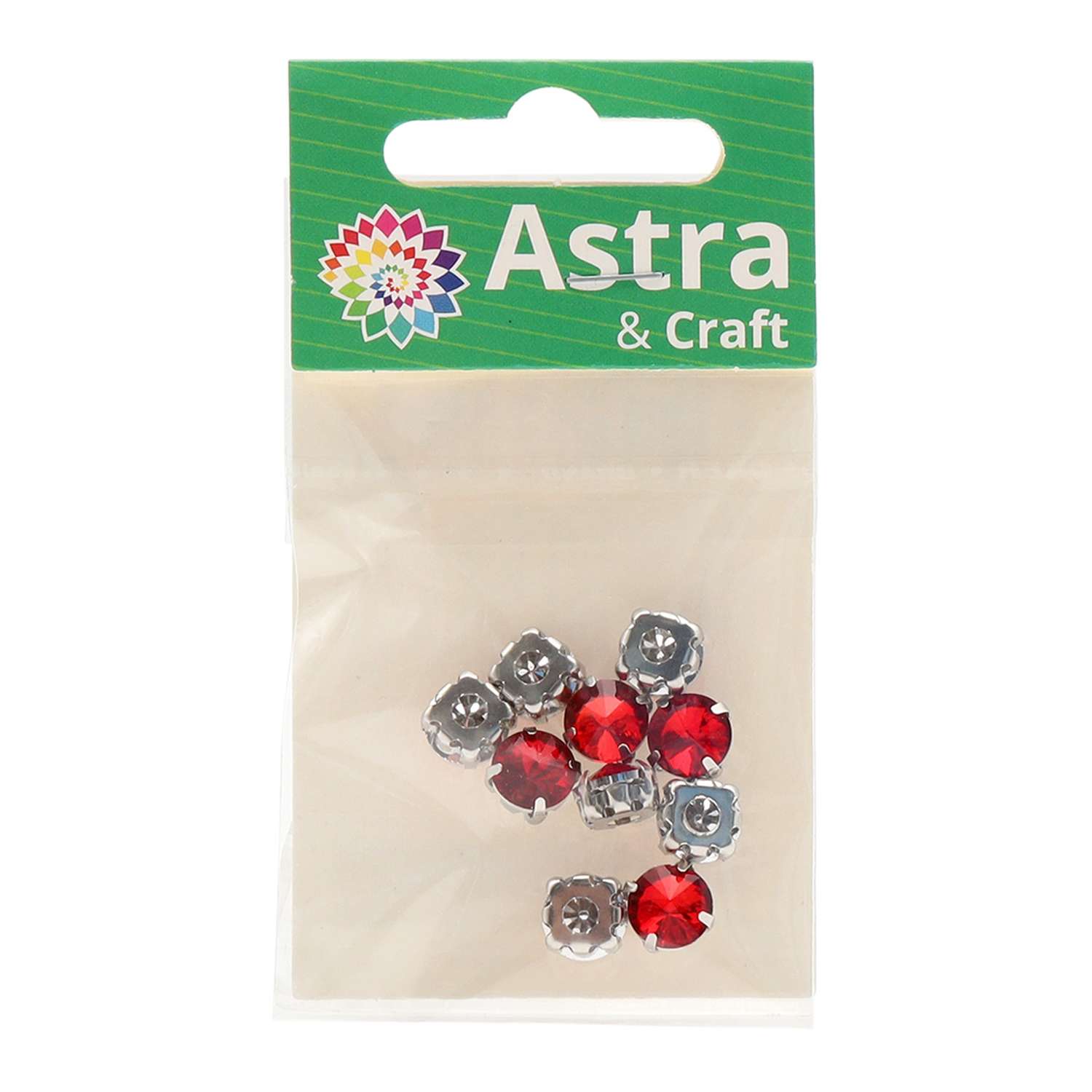 Хрустальные стразы Astra Craft в цапах круглой формы для творчества и рукоделия 8 мм 10 шт красный - фото 3