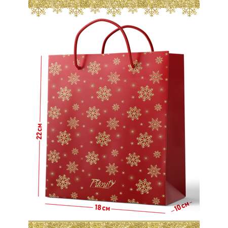 Подарочный пакет PrioritY Снежинки Красный