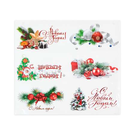 Набор наклеек Sima-Land На окна «Новогодний» 6 наклеек новогодних в наборе 10 х 17 5 см
